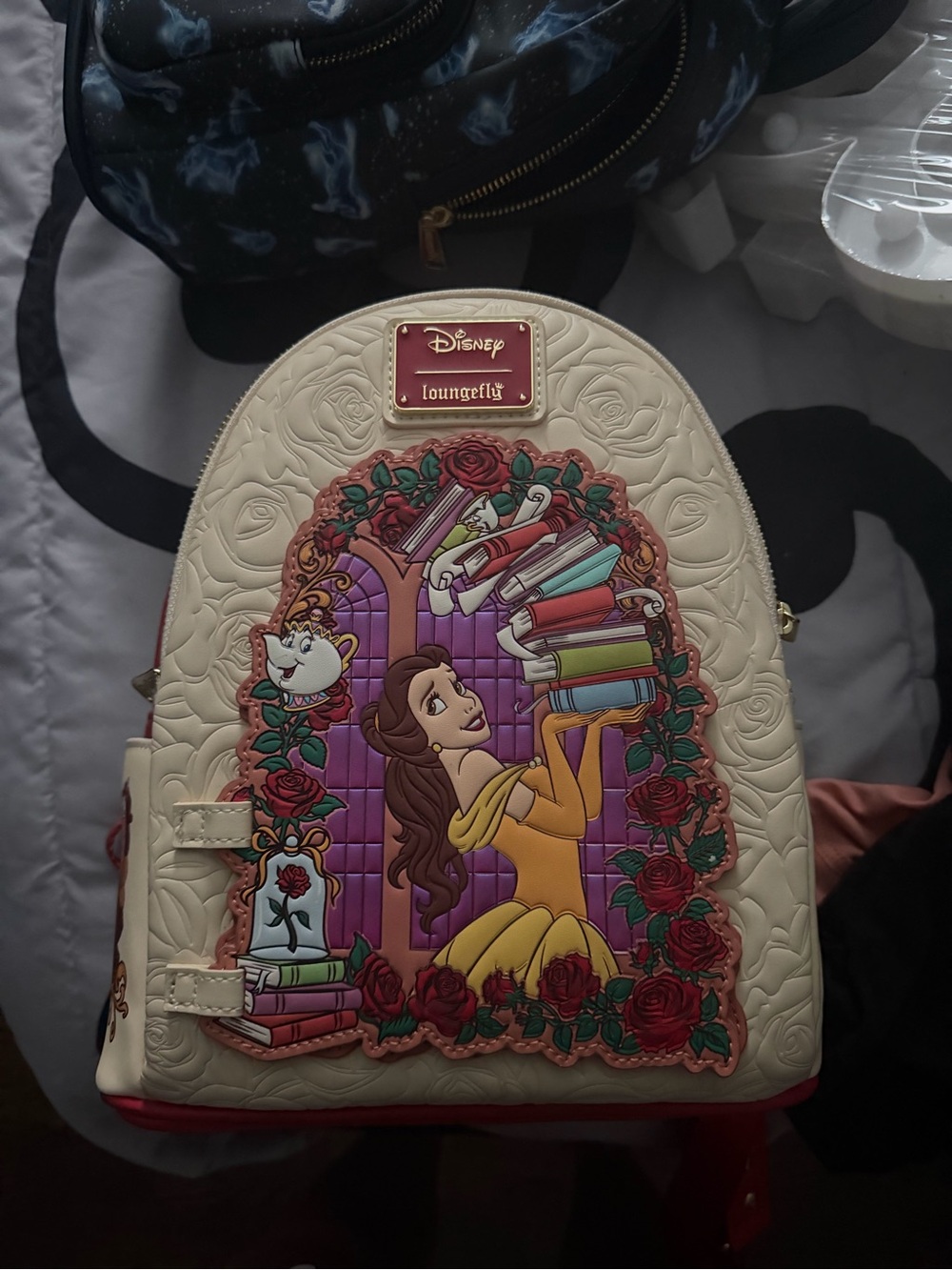 Loungefly Disney Beauty and the Beast Belle Books Roses Mini Backpack NWT